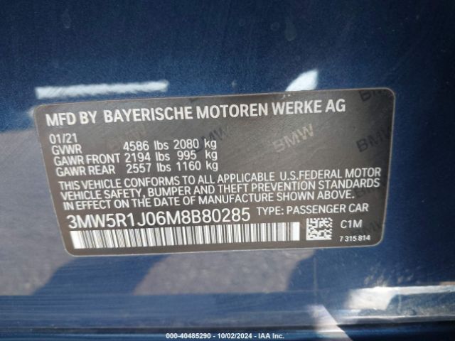 Photo 8 VIN: 3MW5R1J06M8B80285 - BMW 330I 