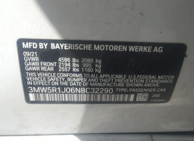 Photo 8 VIN: 3MW5R1J06N8C32290 - BMW 3 SERIES 