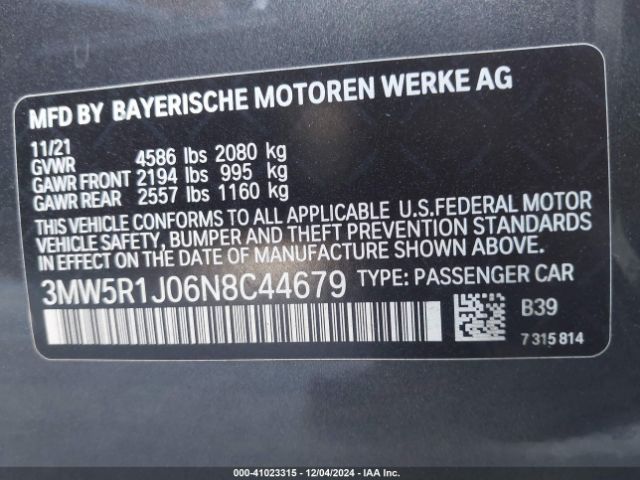 Photo 8 VIN: 3MW5R1J06N8C44679 - BMW 330I 