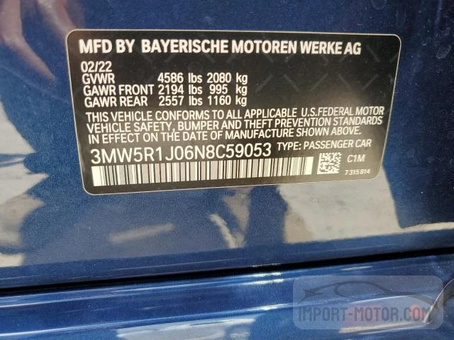 Photo 11 VIN: 3MW5R1J06N8C59053 - BMW 3ER 