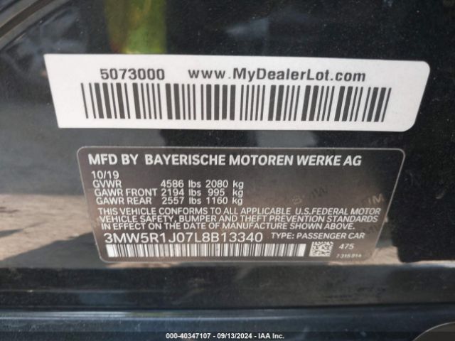 Photo 8 VIN: 3MW5R1J07L8B13340 - BMW 330I 