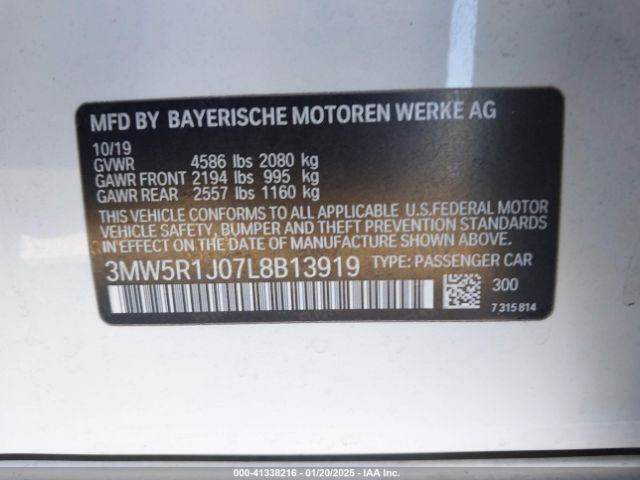 Photo 8 VIN: 3MW5R1J07L8B13919 - BMW 330I 