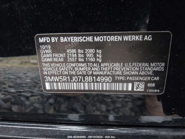 Photo 8 VIN: 3MW5R1J07L8B14990 - BMW 330I 