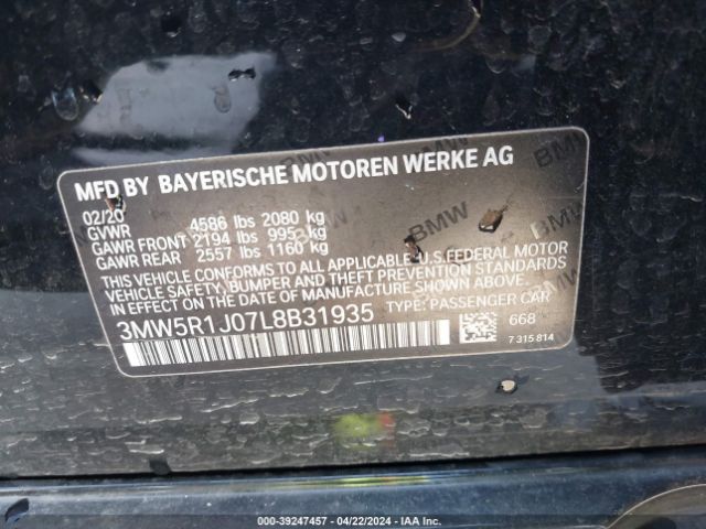 Photo 8 VIN: 3MW5R1J07L8B31935 - BMW 330I 