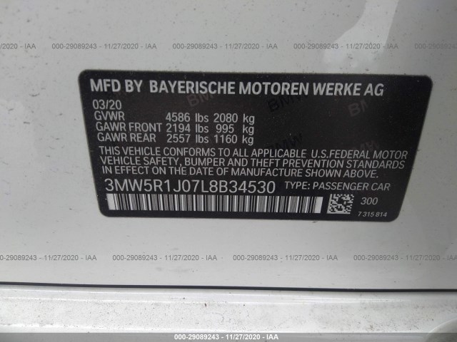 Photo 8 VIN: 3MW5R1J07L8B34530 - BMW 3 