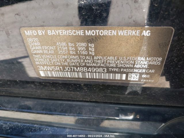 Photo 8 VIN: 3MW5R1J07M8B49983 - BMW 330I 