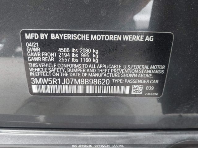 Photo 8 VIN: 3MW5R1J07M8B98620 - BMW 330I 