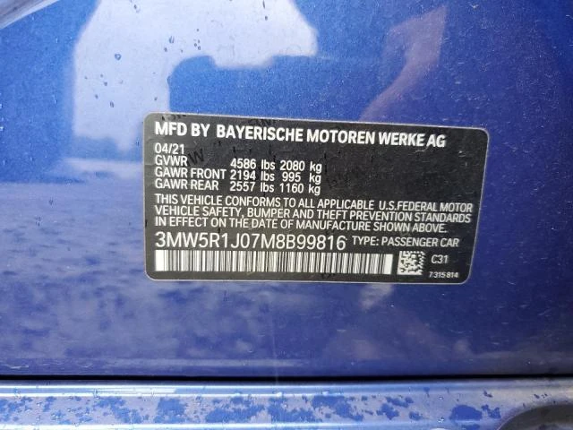 Photo 11 VIN: 3MW5R1J07M8B99816 - BMW 330I 