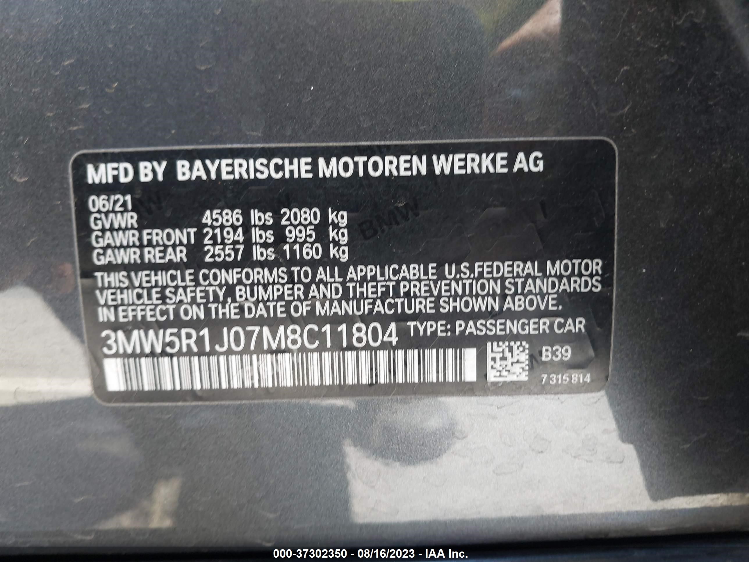 Photo 8 VIN: 3MW5R1J07M8C11804 - BMW 330I 