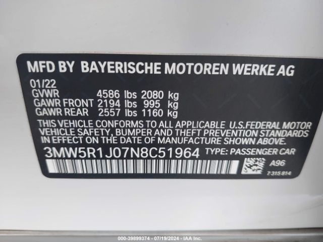 Photo 8 VIN: 3MW5R1J07N8C51964 - BMW 330I 