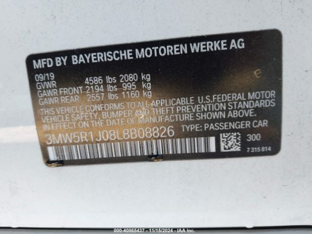 Photo 8 VIN: 3MW5R1J08L8B08826 - BMW 330I 