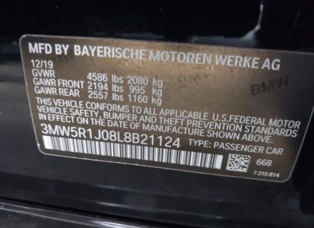 Photo 8 VIN: 3MW5R1J08L8B21124 - BMW 3ER 