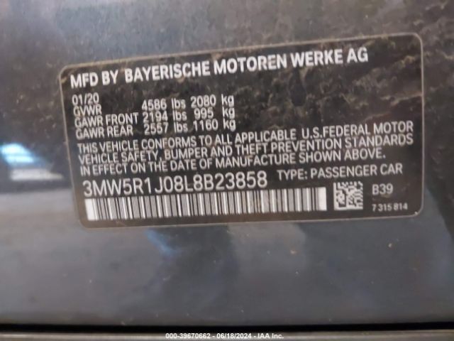 Photo 8 VIN: 3MW5R1J08L8B23858 - BMW 330I 