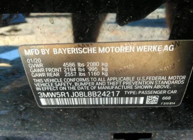 Photo 8 VIN: 3MW5R1J08L8B24217 - BMW 3ER 