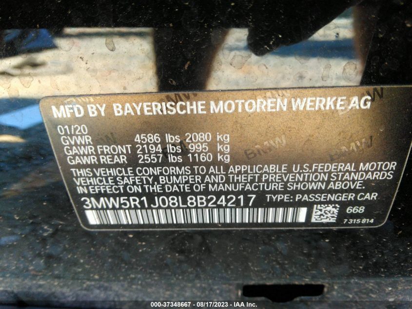 Photo 8 VIN: 3MW5R1J08L8B24217 - BMW 3ER 