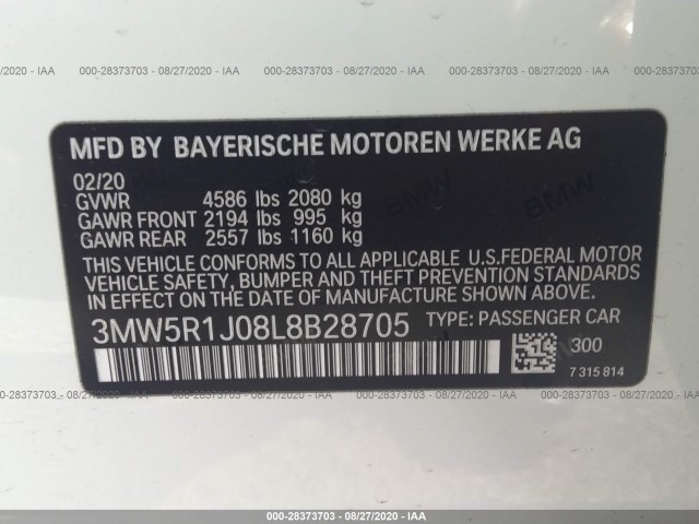 Photo 8 VIN: 3MW5R1J08L8B28705 - BMW 3 