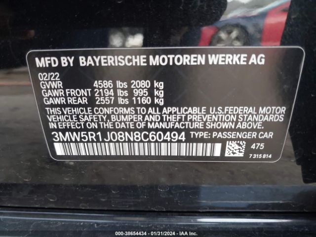 Photo 8 VIN: 3MW5R1J08N8C60494 - BMW 330I 