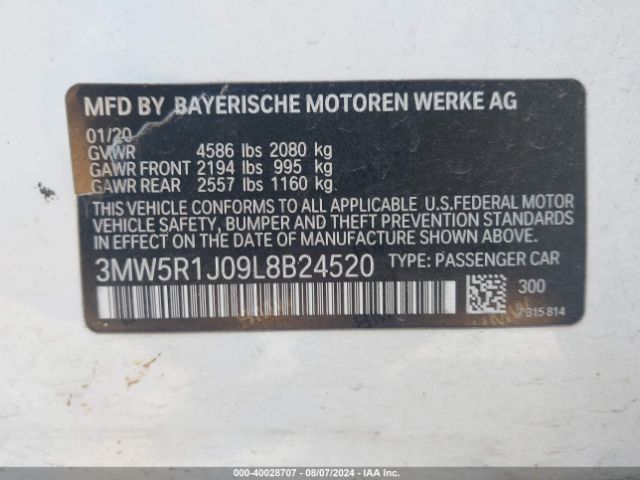 Photo 8 VIN: 3MW5R1J09L8B24520 - BMW 330I 