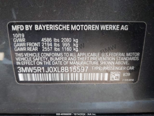 Photo 8 VIN: 3MW5R1J0XL8B15597 - BMW 330I 