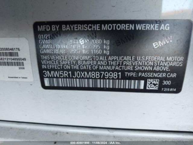 Photo 8 VIN: 3MW5R1J0XM8B79981 - BMW 330I 