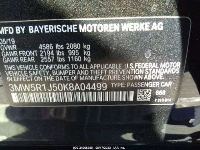 Photo 8 VIN: 3MW5R1J50K8A04499 - BMW 3 SERIES 