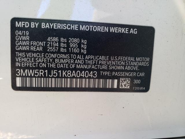 Photo 9 VIN: 3MW5R1J51K8A04043 - BMW 330I 