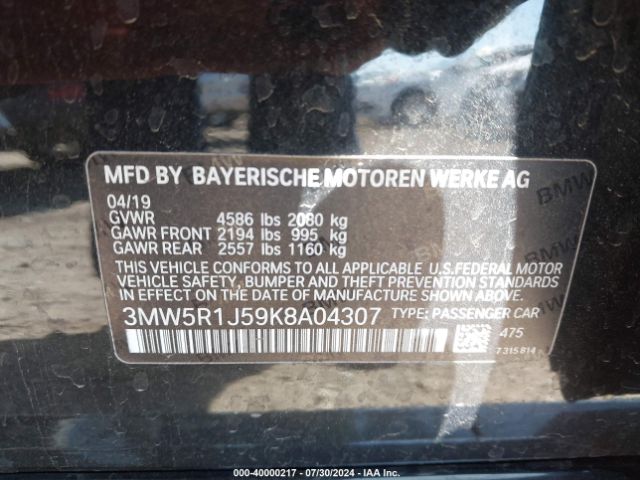 Photo 8 VIN: 3MW5R1J59K8A04307 - BMW 330I 