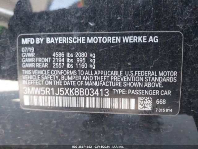 Photo 8 VIN: 3MW5R1J5XK8B03413 - BMW 330I 