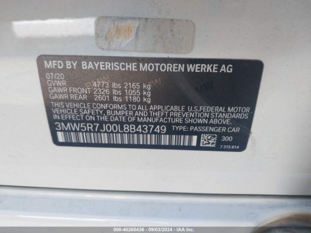 Photo 8 VIN: 3MW5R7J00L8B43749 - BMW 330I 