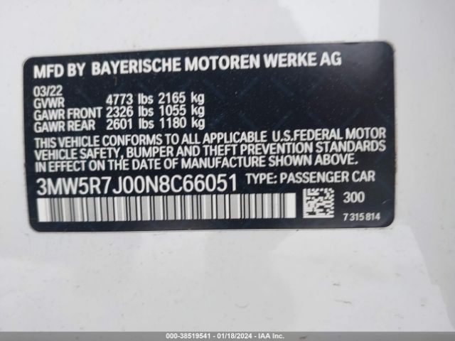 Photo 8 VIN: 3MW5R7J00N8C66051 - BMW 330I 