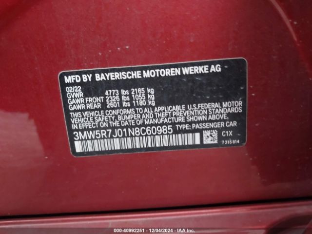 Photo 8 VIN: 3MW5R7J01N8C60985 - BMW 330I 