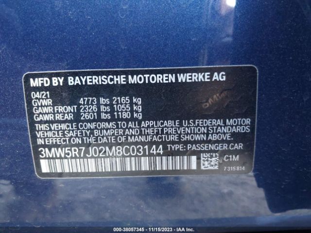 Photo 8 VIN: 3MW5R7J02M8C03144 - BMW 3 SERIES 