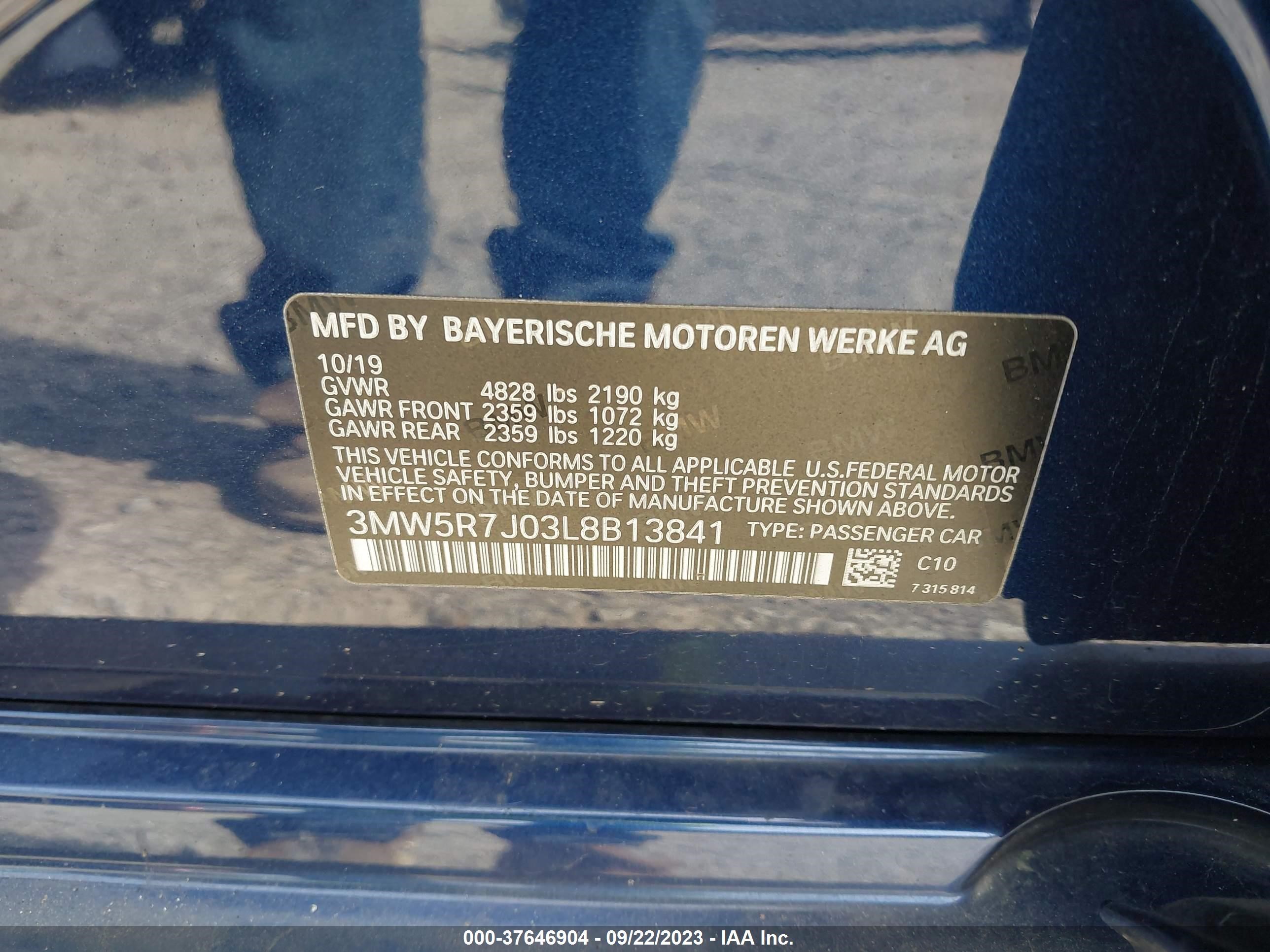 Photo 8 VIN: 3MW5R7J03L8B13841 - BMW 330I XDRIVE 