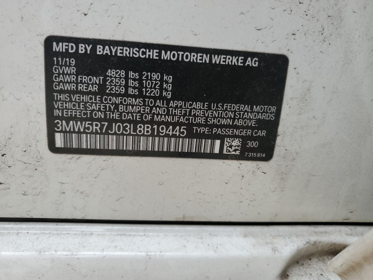 Photo 11 VIN: 3MW5R7J03L8B19445 - BMW 3ER 