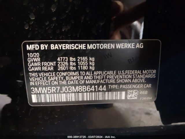 Photo 8 VIN: 3MW5R7J03M8B64144 - BMW 3 SERIES 