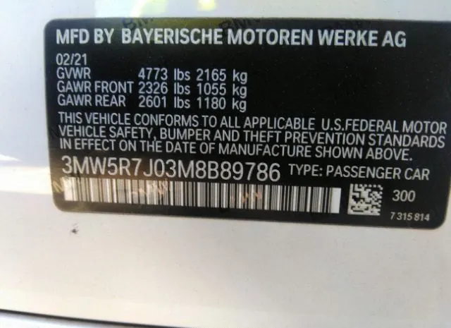 Photo 8 VIN: 3MW5R7J03M8B89786 - BMW 3 SERIES 