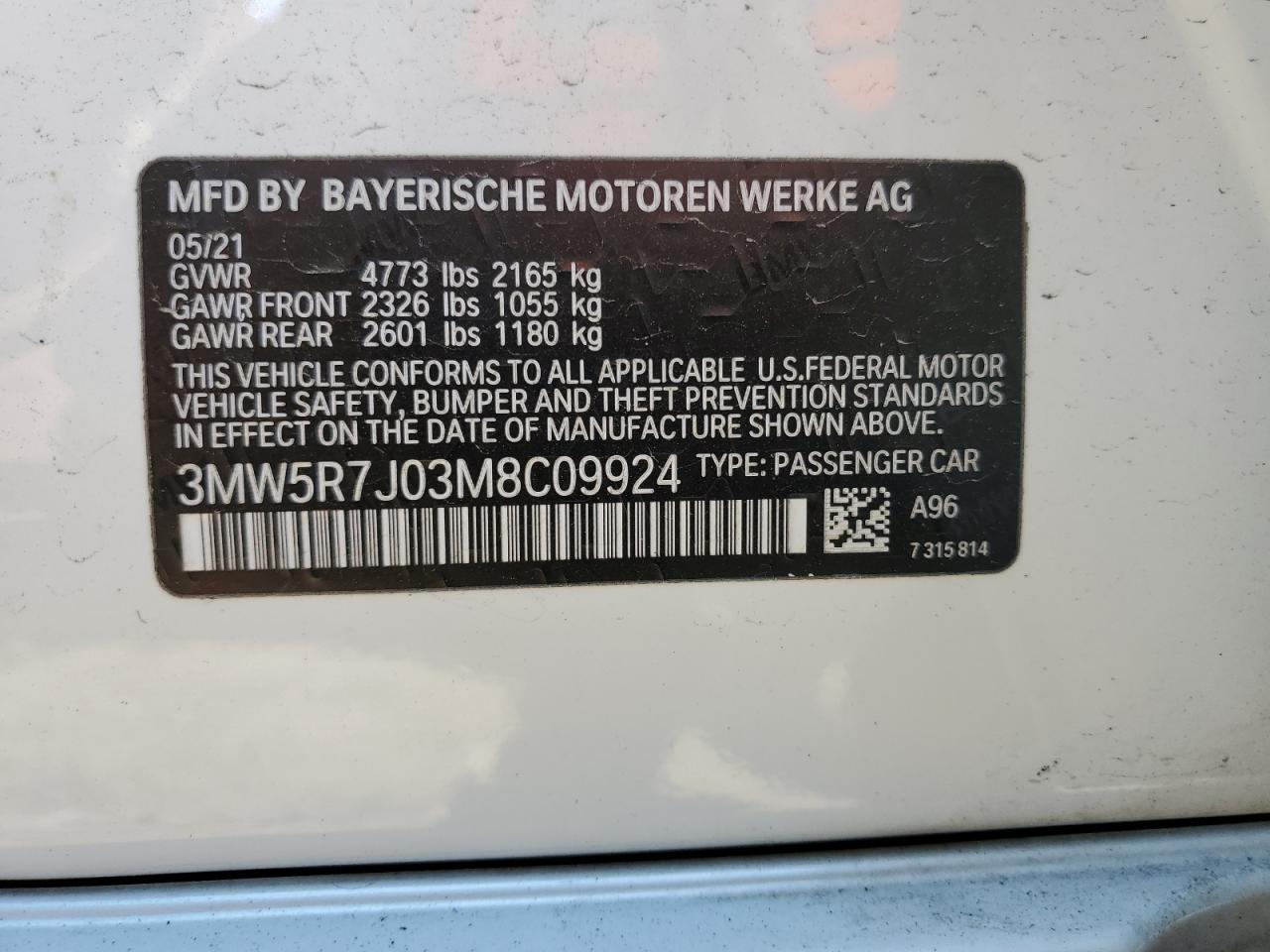 Photo 11 VIN: 3MW5R7J03M8C09924 - BMW 3ER 