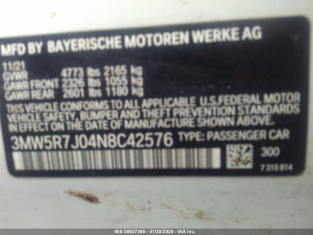 Photo 8 VIN: 3MW5R7J04N8C42576 - BMW 330I 