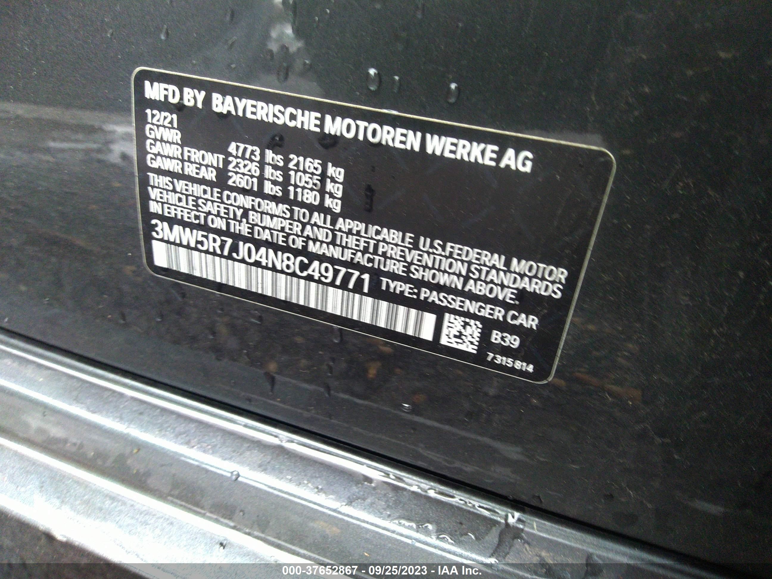 Photo 8 VIN: 3MW5R7J04N8C49771 - BMW 3ER 