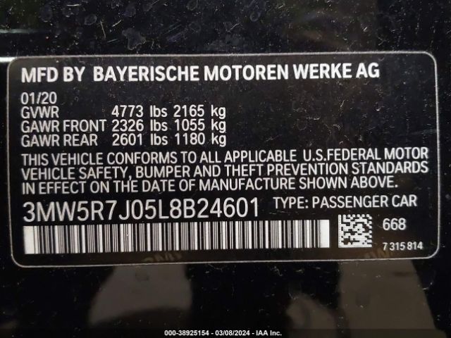 Photo 8 VIN: 3MW5R7J05L8B24601 - BMW 3 SERIES 