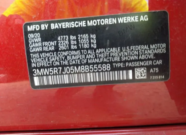 Photo 8 VIN: 3MW5R7J05M8B55588 - BMW 3 SERIES 