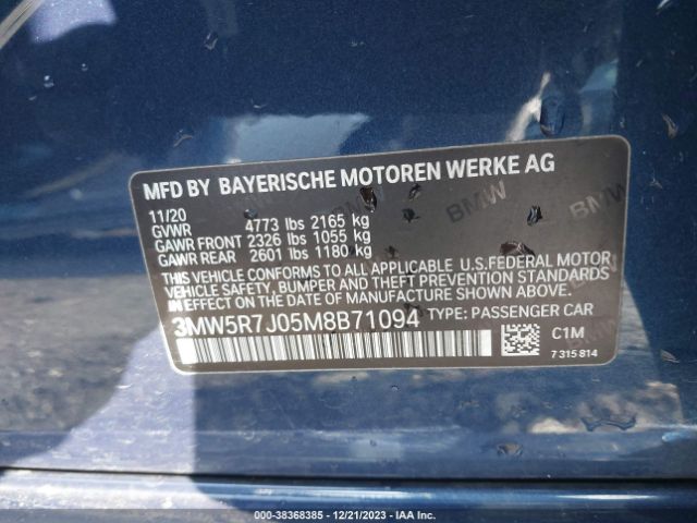 Photo 8 VIN: 3MW5R7J05M8B71094 - BMW 3 SERIES 