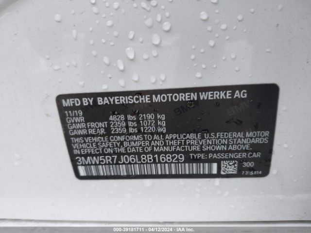 Photo 8 VIN: 3MW5R7J06L8B16829 - BMW 330I 