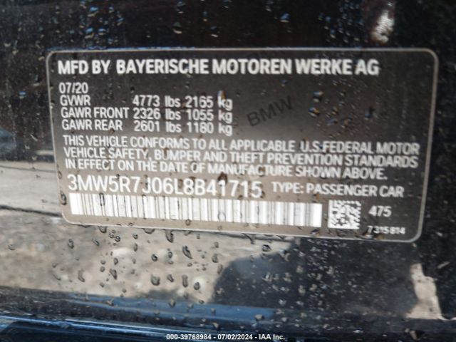 Photo 8 VIN: 3MW5R7J06L8B41715 - BMW 330I 