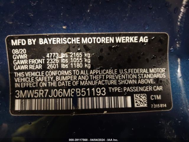 Photo 8 VIN: 3MW5R7J06M8B51193 - BMW 330I 