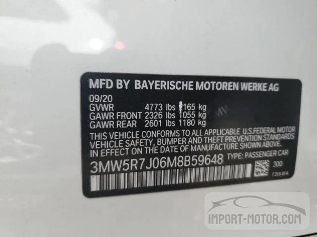 Photo 12 VIN: 3MW5R7J06M8B59648 - BMW 3ER 