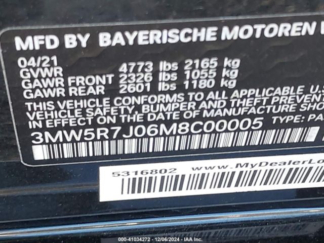 Photo 8 VIN: 3MW5R7J06M8C00005 - BMW 330I 