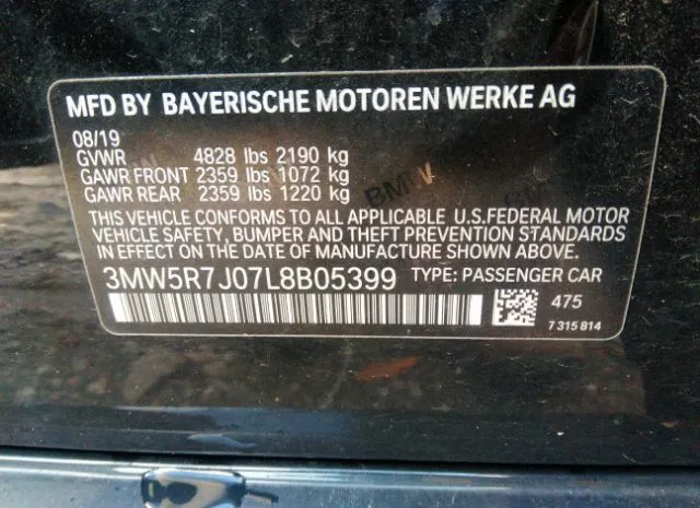 Photo 8 VIN: 3MW5R7J07L8B05399 - BMW 3 SERIES 