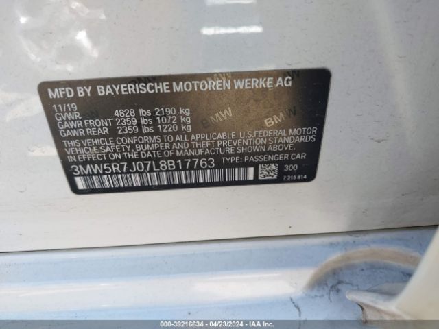 Photo 8 VIN: 3MW5R7J07L8B17763 - BMW 330I 