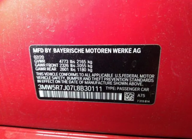 Photo 8 VIN: 3MW5R7J07L8B30111 - BMW 3 SERIES 